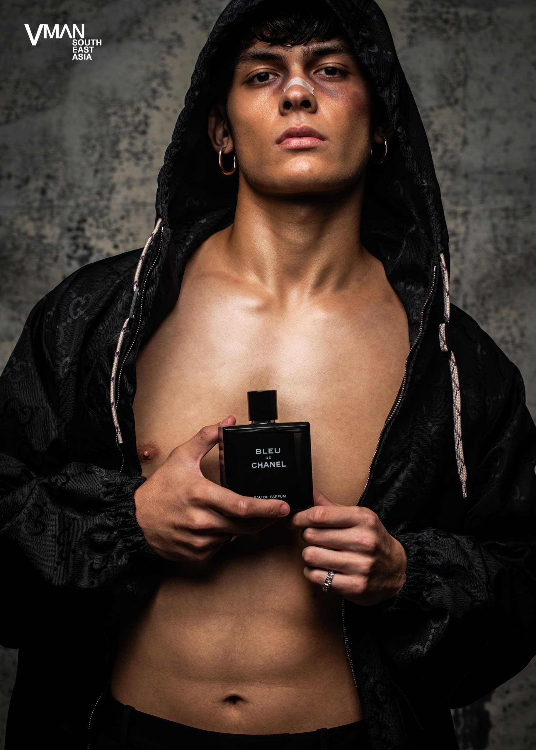 Model posing with fragrance